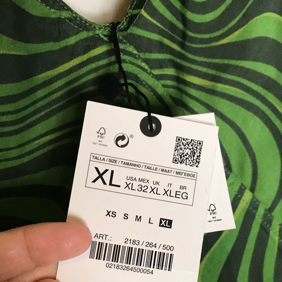 NEW Zara printed the Lara dress green midi XL womens - Picture 7 of 12